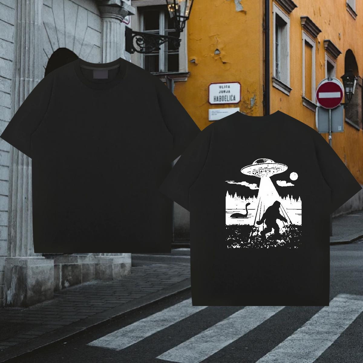 Wholesale T Shirt For Man UFO Tee Shirt 230g 100% Cotton Outdoor Unisex Floral Print Breathable Crew Neck Mens Tshirts
