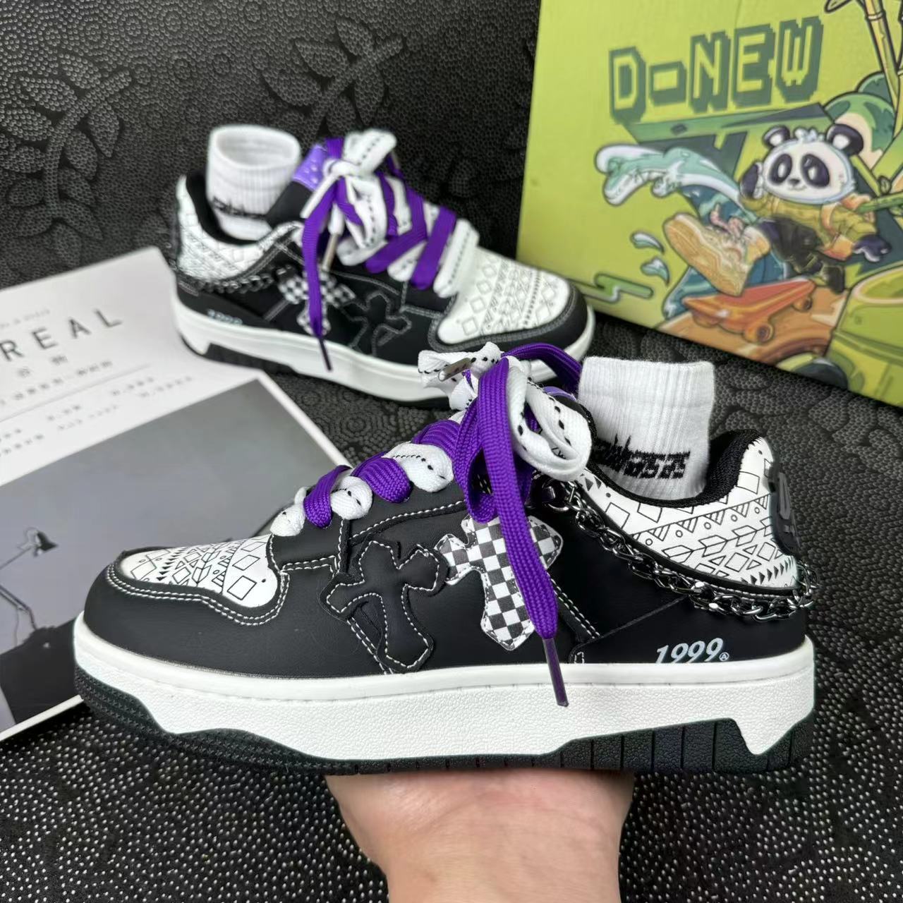 Niche Chain Retro Punk Street Hip Hop Trendy Skateboarding Shoes
