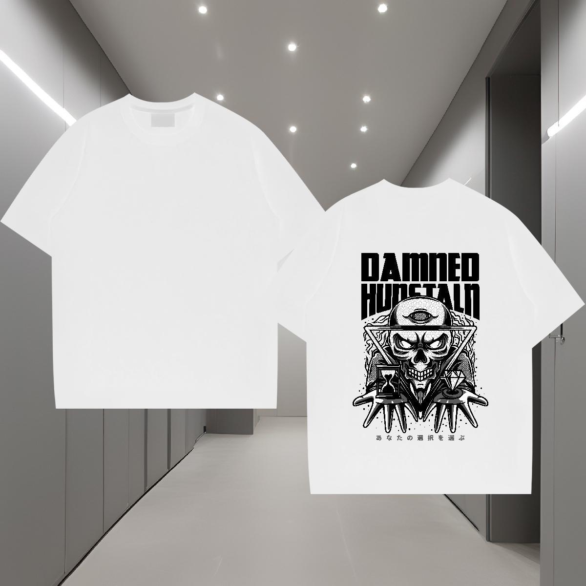 2024 DIY T Shirt For Man skull Tops 100% Cotton 230g Beach Classic DIY Logo Oversized Short Sleeve Soft Tshirts