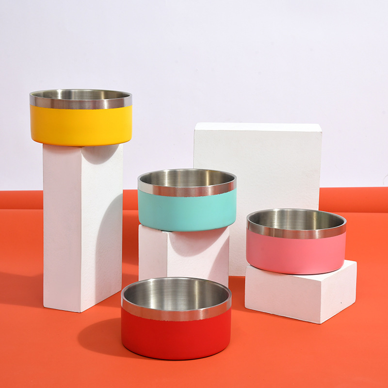 Stainless steel food knock anti slip cat rice size and type dog drinking bowl, durable pet supplies