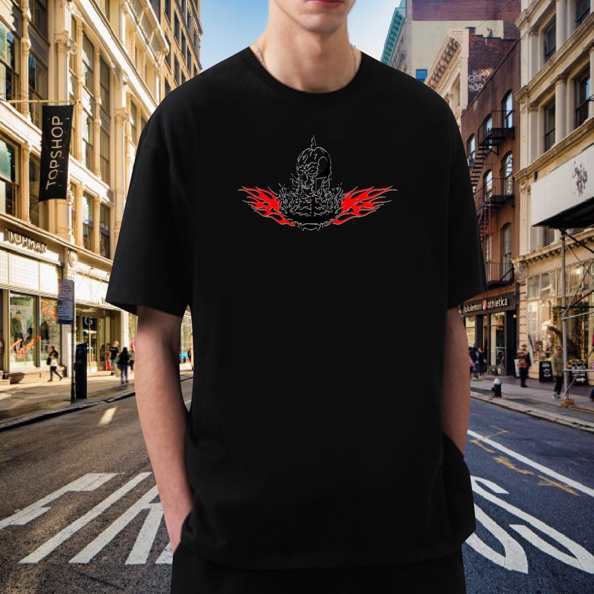Fashion New T shirt skull Wear 230g Cotton Beach Unisex Custom Print Plus Size Breathable Short Sleeve Tshirts