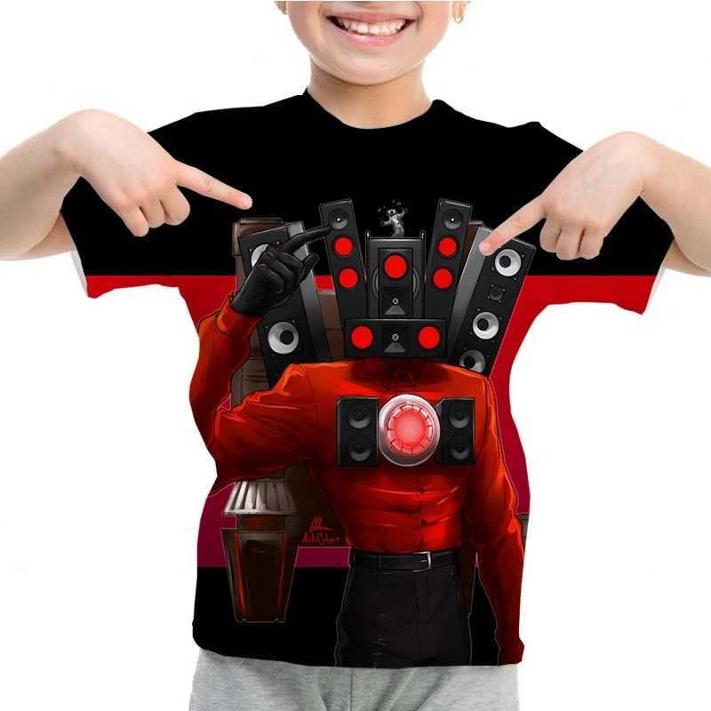 Skibidi Toilet Childrens T-shirt Fun Short Sleeve Baby Boy T-shirt Top Speaker Printed T-shirt Summer O-neck Childrens T-shirtW240718