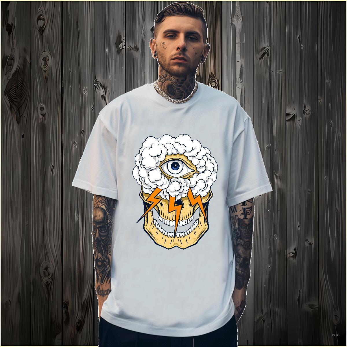 Customized T Shirt For Man skull Wear 230g Cotton Hip Hop TOP Quality Custom Cartoon Pure Cotton Mens Tshirts