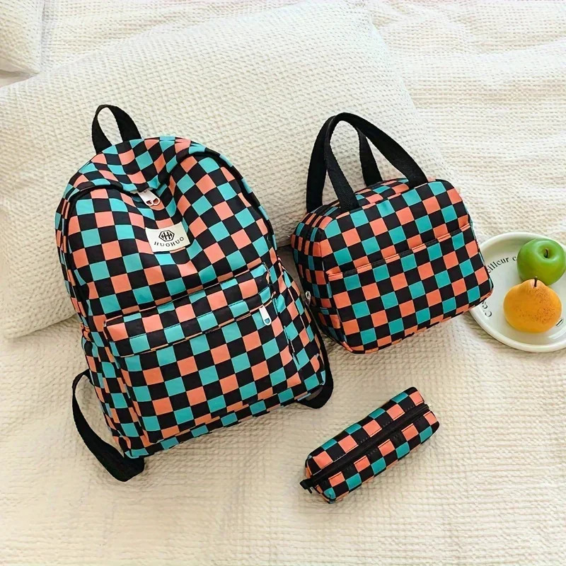 3piece highquality fabric womens backpack school large capacity travel bag student leisure 240807