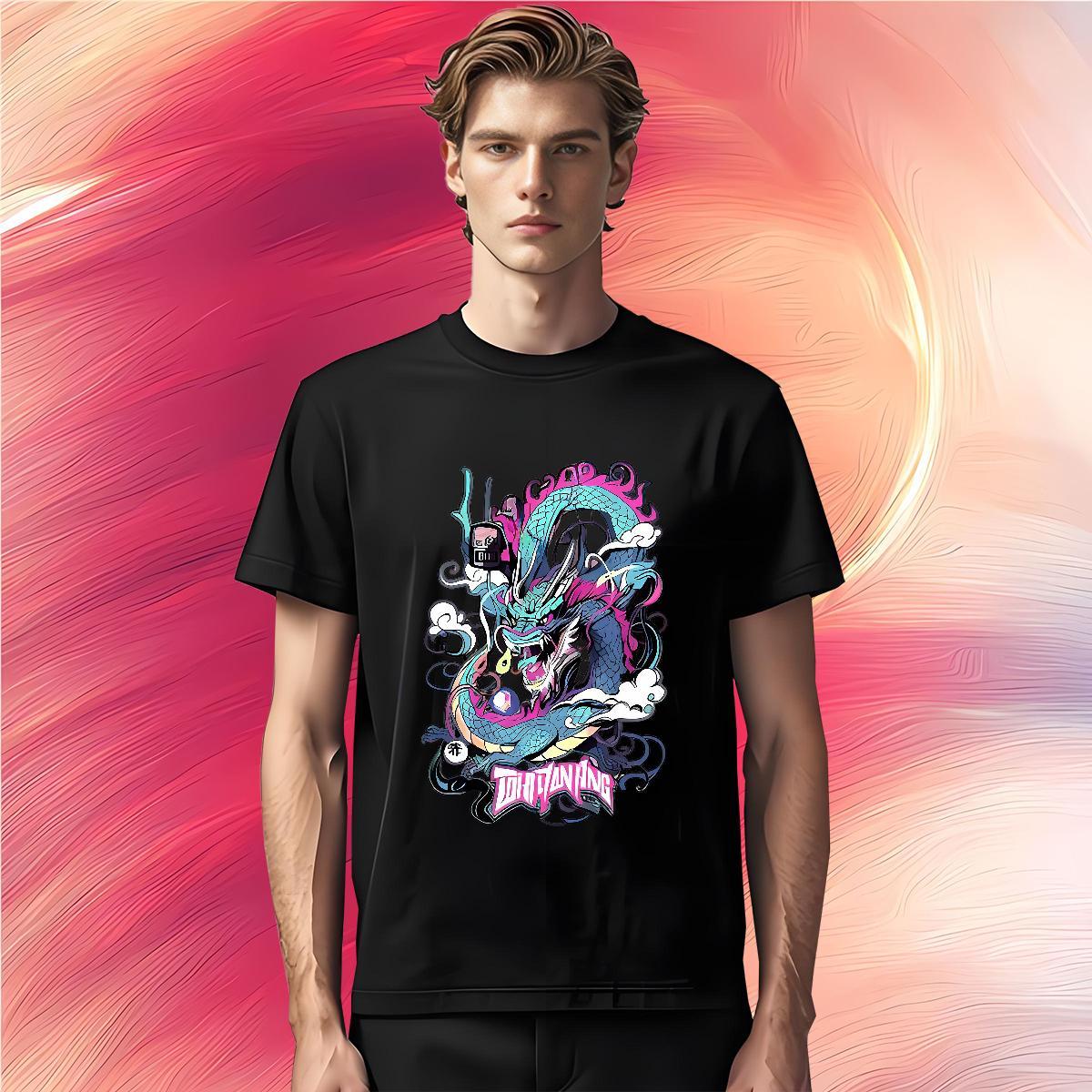 Classic Casual Men T Shirts Cloud Dragon Tshirts 230g 100% Cotton Street Casual Unisex DIY Logo Oversized Short Sleeve Soft Men Tshirts