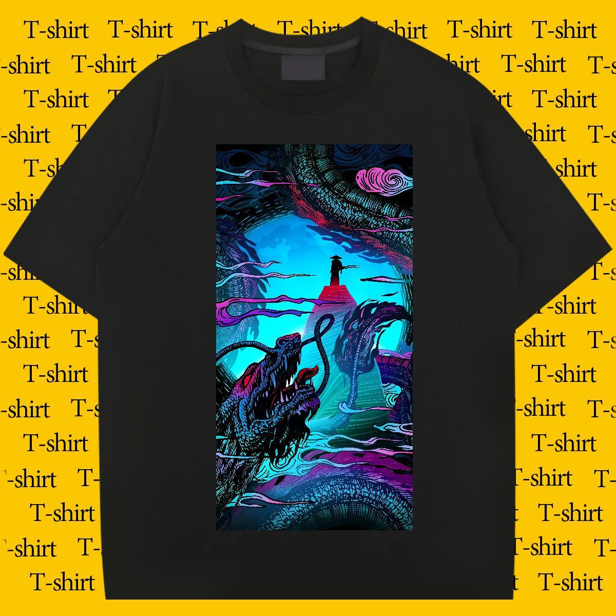 2024 DIY T shirt dragon Tee Shirt 230g Cotton Home Outdoor Cool Asian Size Breathable Short Sleeve Men Tees