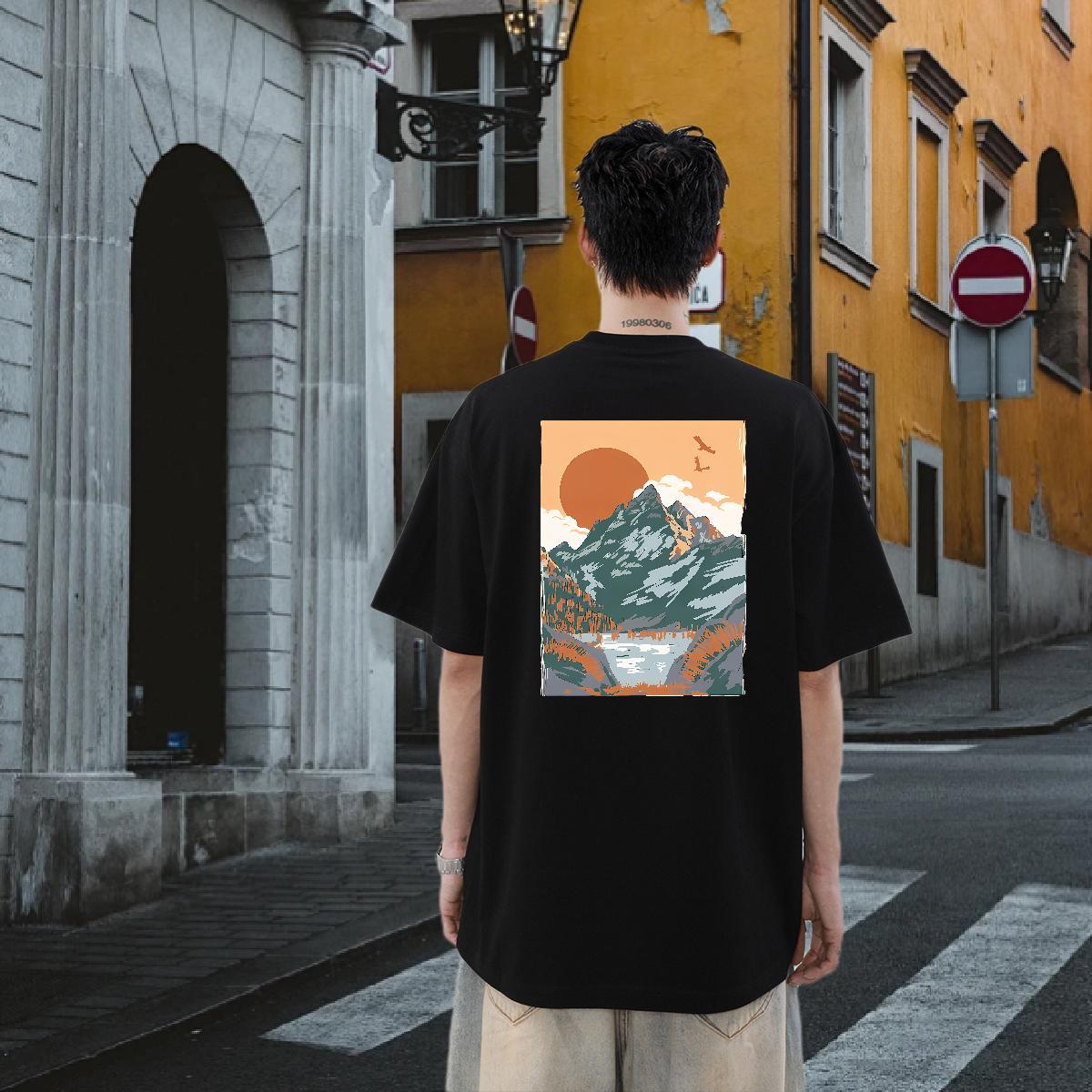 2024 DIY Man T Shirts mountains Tops Tees 230g 100% Cotton Casual Daily Wear High Quality Customized Print Pure Cotton Couples T Shirts