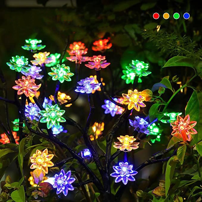 Cross border popular LED solar ground mounted lights, outdoor landscape, lawn ground mounted cherry blossom lights, waterproof courtyard decorative li