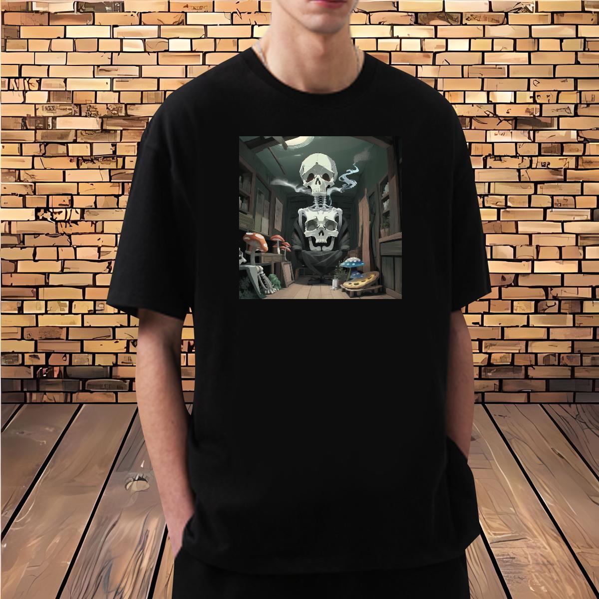 DIY Customized Men T Shirts skull Tops 230g 100% Cotton Home Outdoor High Quality Plus Size Cartoon Breathable Crew Neck Men Tees