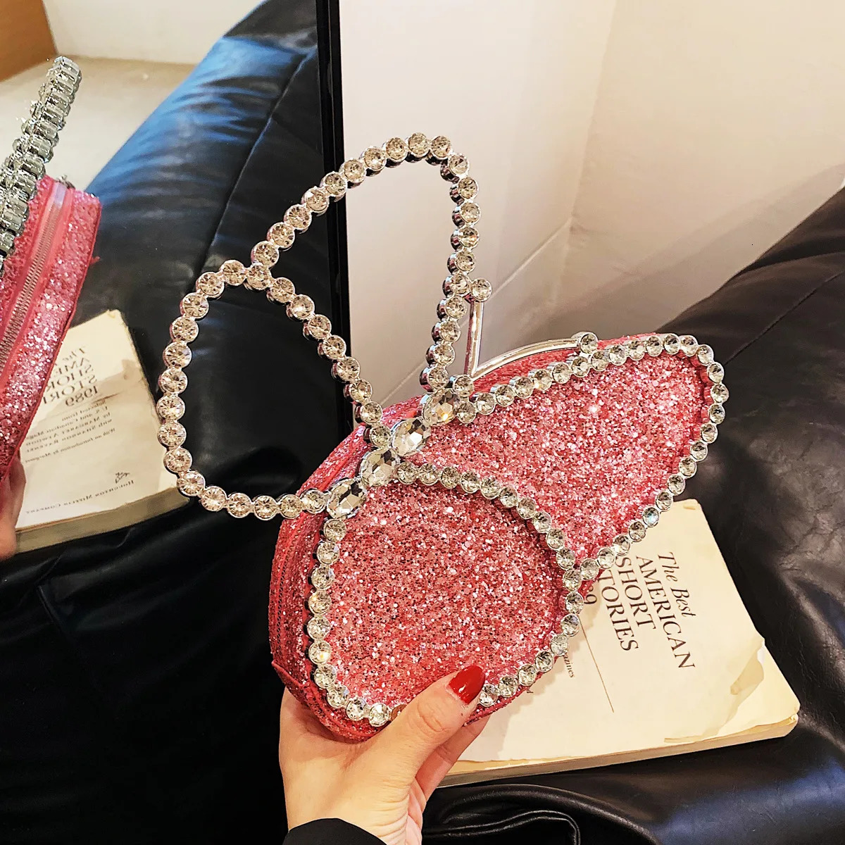 Sparkling Diamond Butterfly Glitter Evening Bag Handbag and Wallet 2023 Fashion Womens Wedding Party Clutch High Quality 240806Z