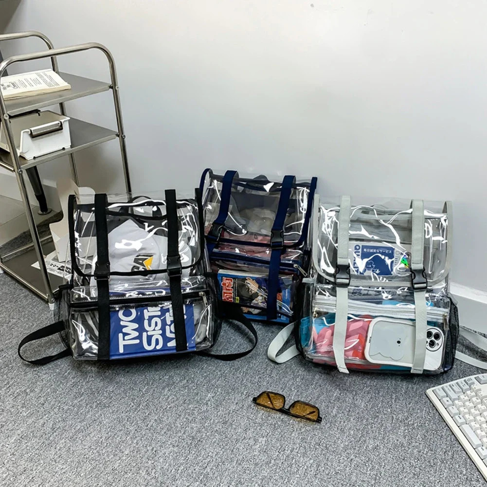 Transparent PVC Womens Backpack Solid Color Casual Waterproof Student Fashion Travel 240807