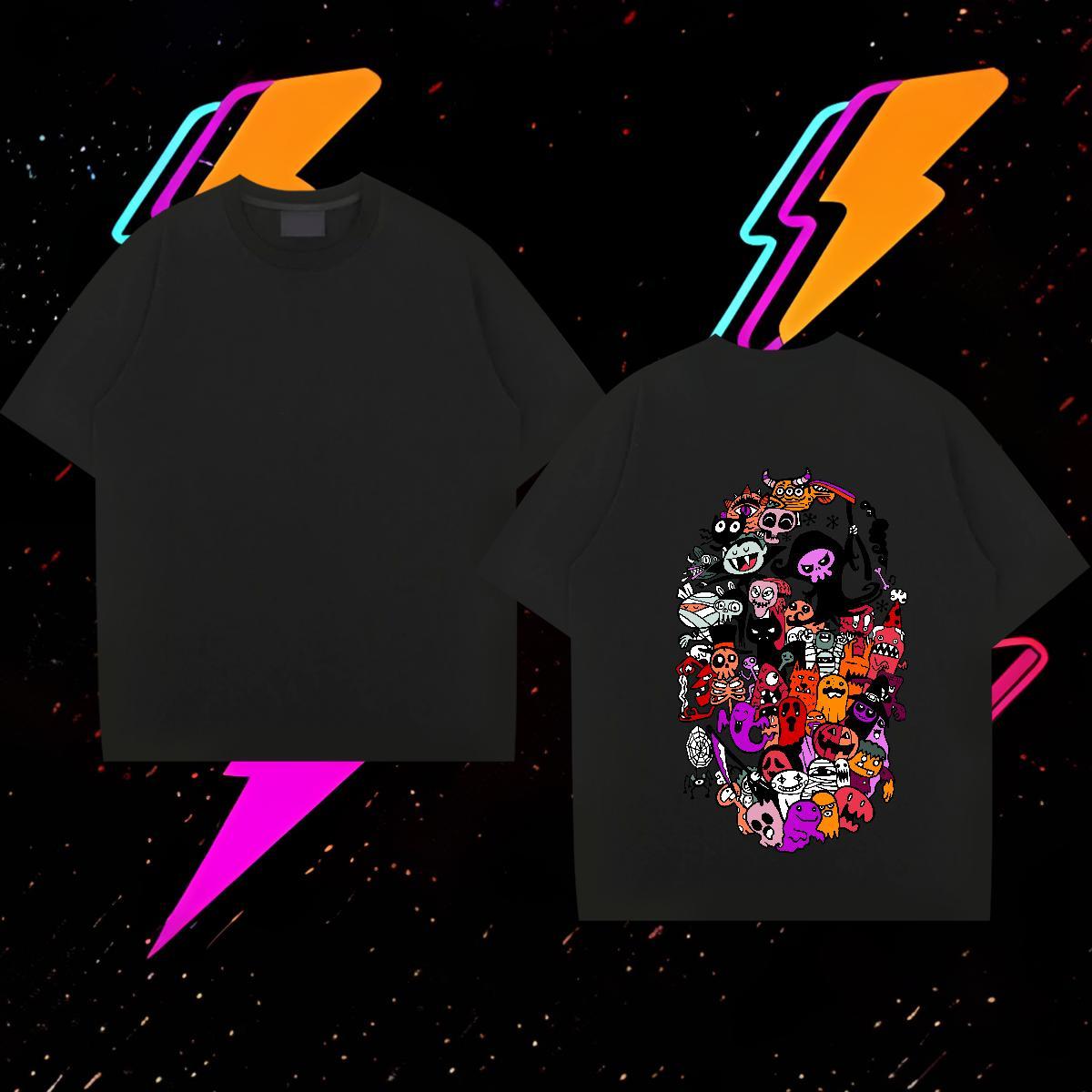 Designer Men T Shirts skull Tops Tees 230g Cotton Hip Hop Street High Quality Floral Print Breathable Short Sleeve Men Tees