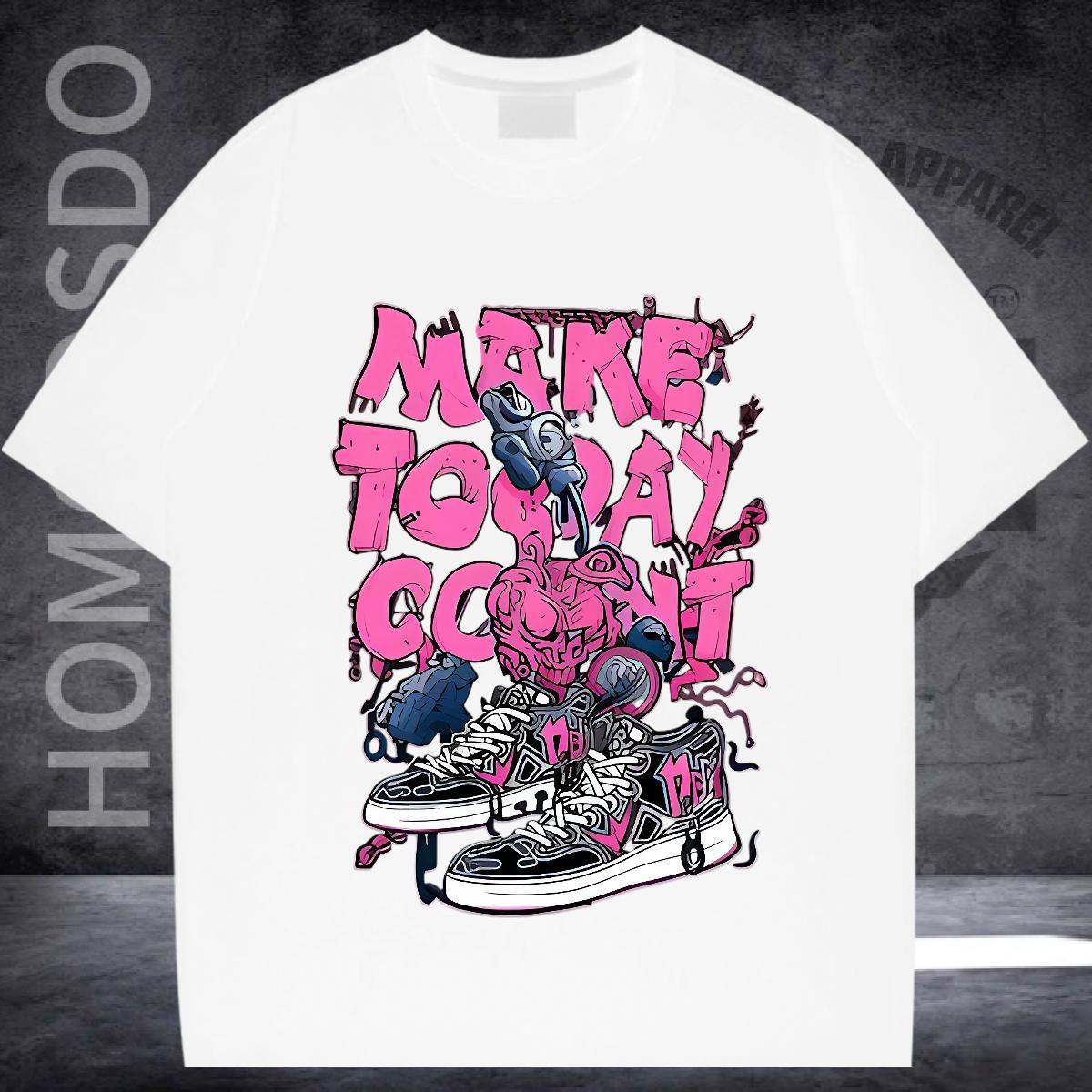 Casual New Man T Shirts shoes Tops Tees 100% Cotton 230g Casual Daily Wear Classic Plus Size Cartoon Breathable Short Sleeve Men Tshirts