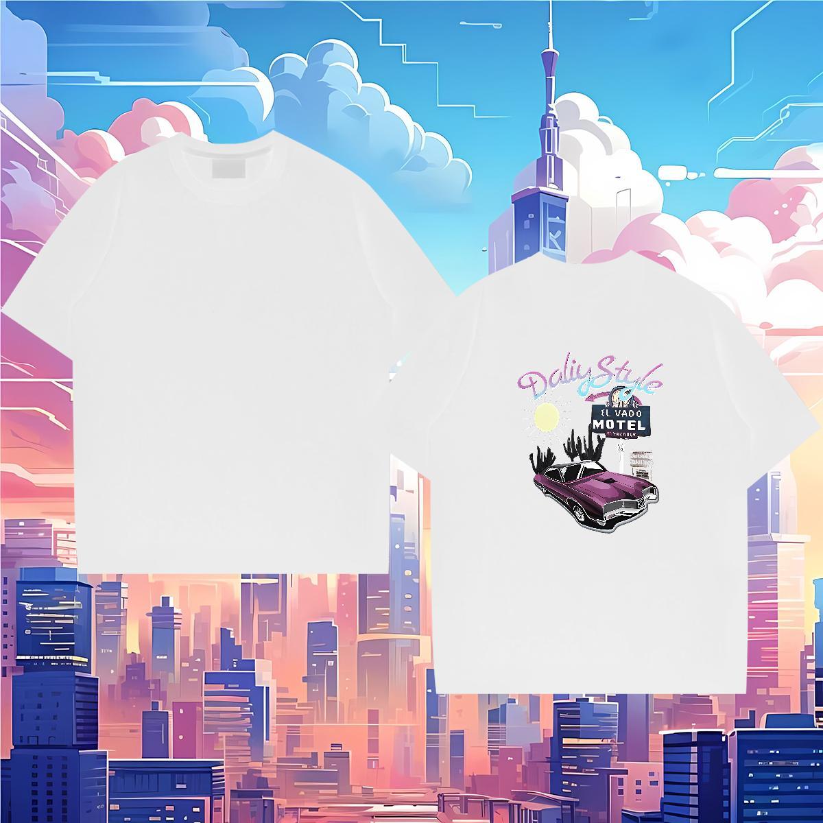 2024 Designer T-Shirts car Tops 100% Cotton 230g Hip Hop Unisex Cartoon Print O Neck Short Sleeves Men Clothes T-Shirt