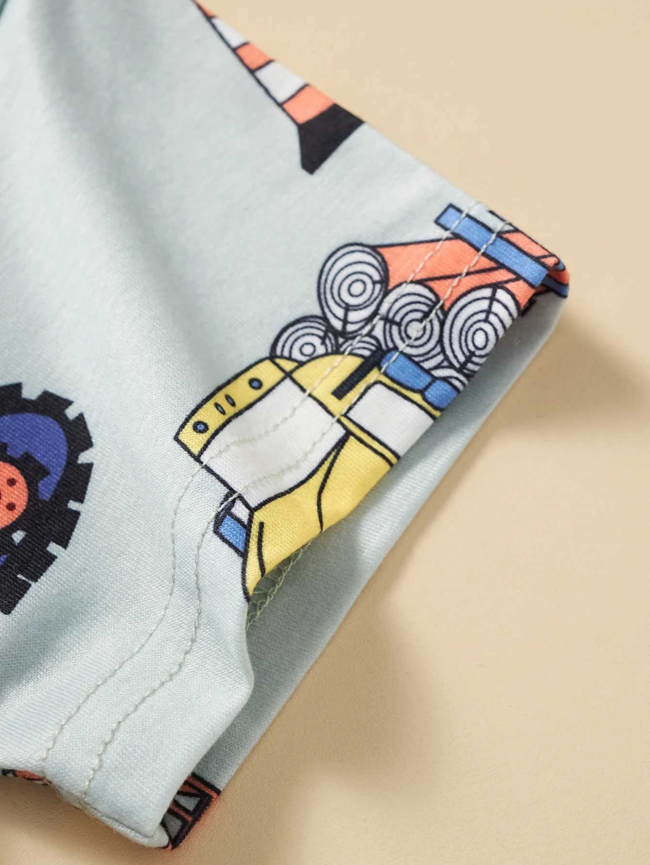 Summer Little Boy Short sleeved T-shirt Childrens Excavator Printing Clothing Childrens School and Outdoor Games Party PhotographyW240718