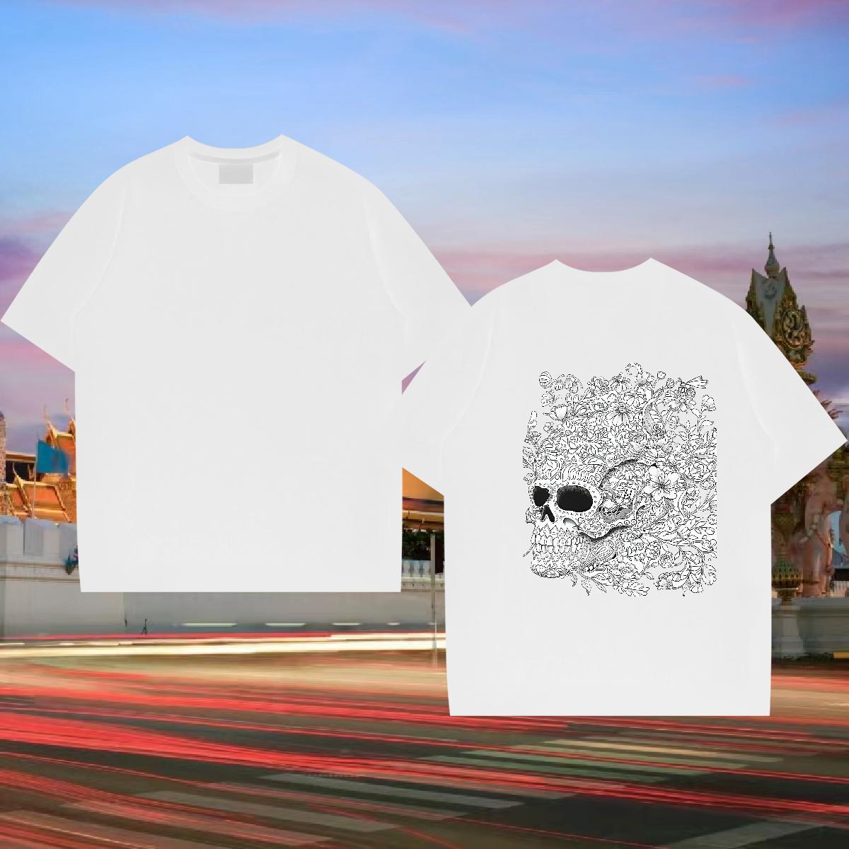 2024 Designer T Shirt For Man skull Tops Shirt 230g Cotton Outdoor Cool DIY Printed Breathable Crew Neck Tshirts