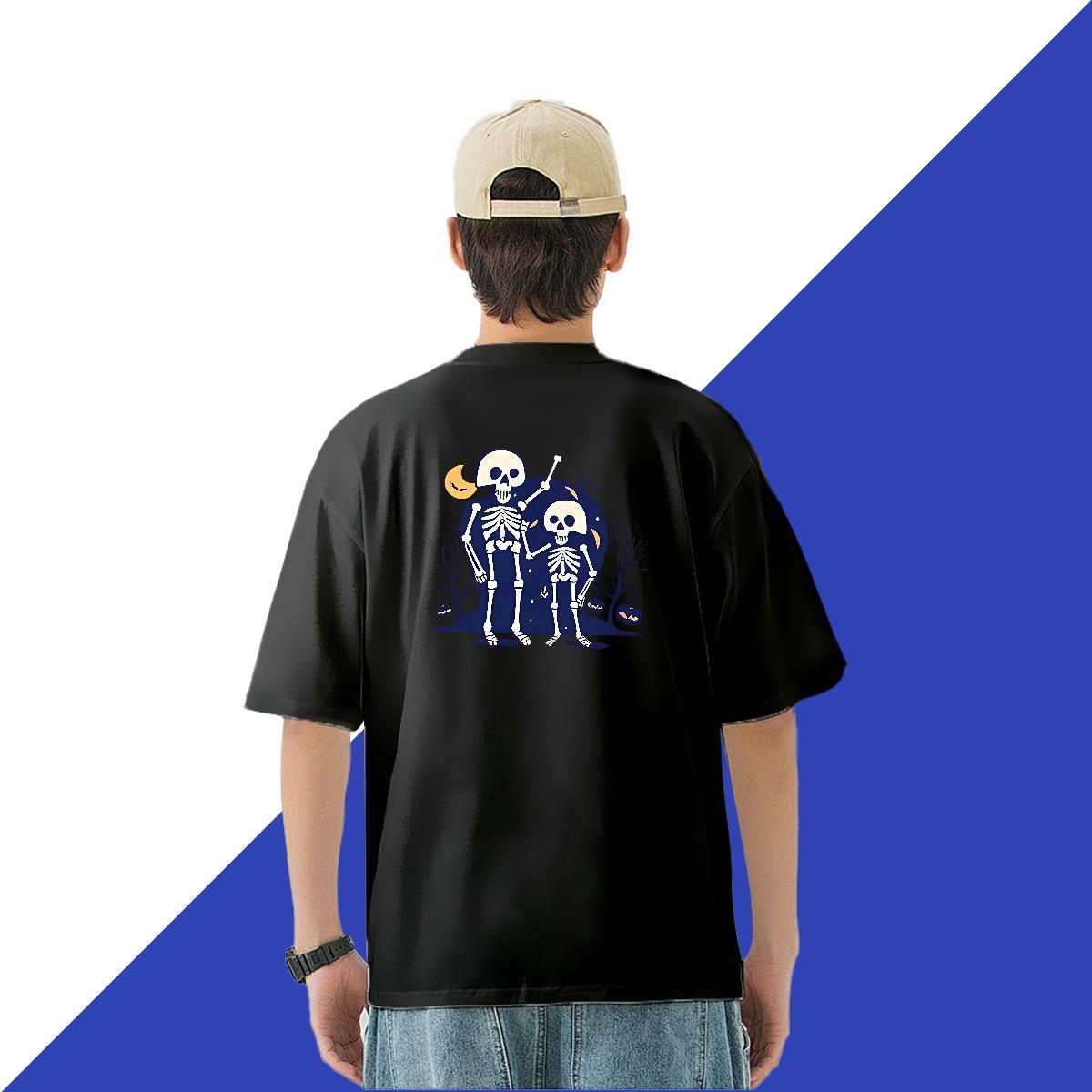 DIY T Shirts Men skull Tshirts 230g Pure Cotton Summer Casual Cool Plus Size Cartoon Crew Neck Breathable Men Tops Tees