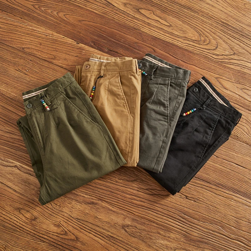 Fashion Cargo Pants Men Clothing Retro Simple Casual Wear Stretched Loose Oversized Tooling Trousers Washed Woven Twill 240806