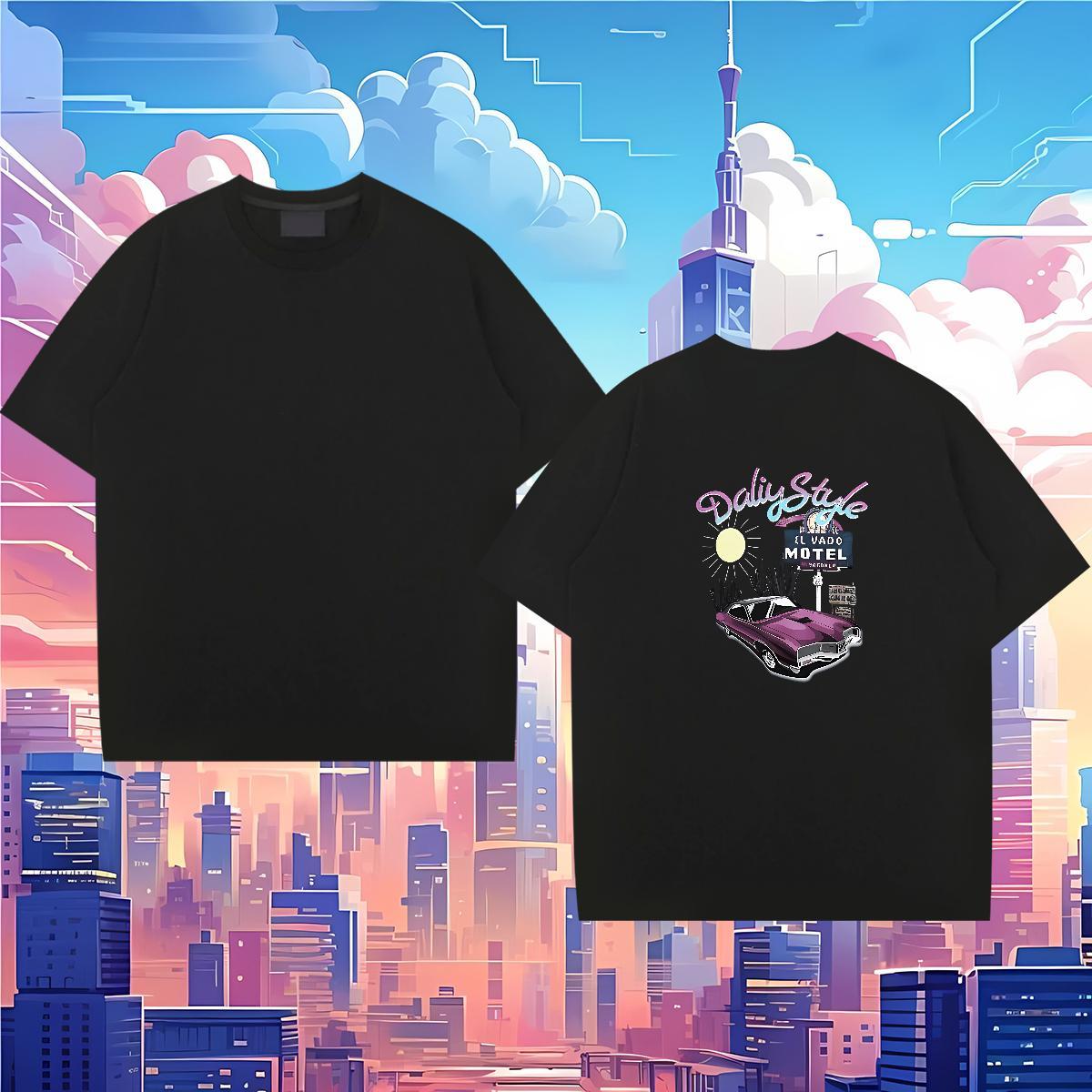 2024 Designer T-Shirts car Tops 100% Cotton 230g Hip Hop Unisex Cartoon Print O Neck Short Sleeves Men Clothes T-Shirt