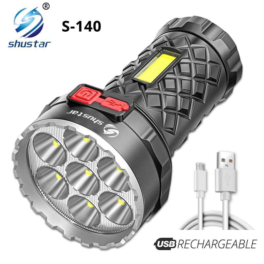 Super Bright Flashlight Ultra Powerful Led Torch Light Rechargeable COB Side Light 4 Modes Outdoor Adventure 3 In 1 Flashlight Y240731