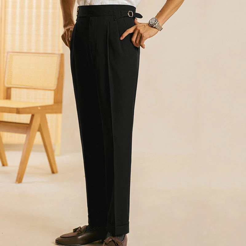 High Quality Trousers Pant For Man Black Apricot Office Trouser Men Business Casual British Social Club Outfits 240806