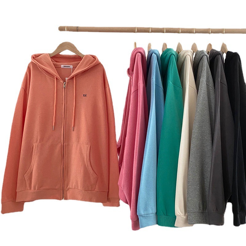 Cotton Fleece Loose and Versatile Cardigan Hooded Sweater Female Student Autumn/Winter Thin Coat