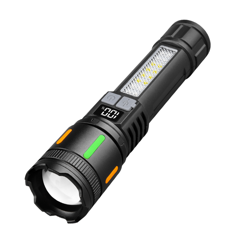 Enhanced Visibility Portable Lightweight Flashlight Featuring a Strong Laser Beam, Suitable for Extended Use Outdoors