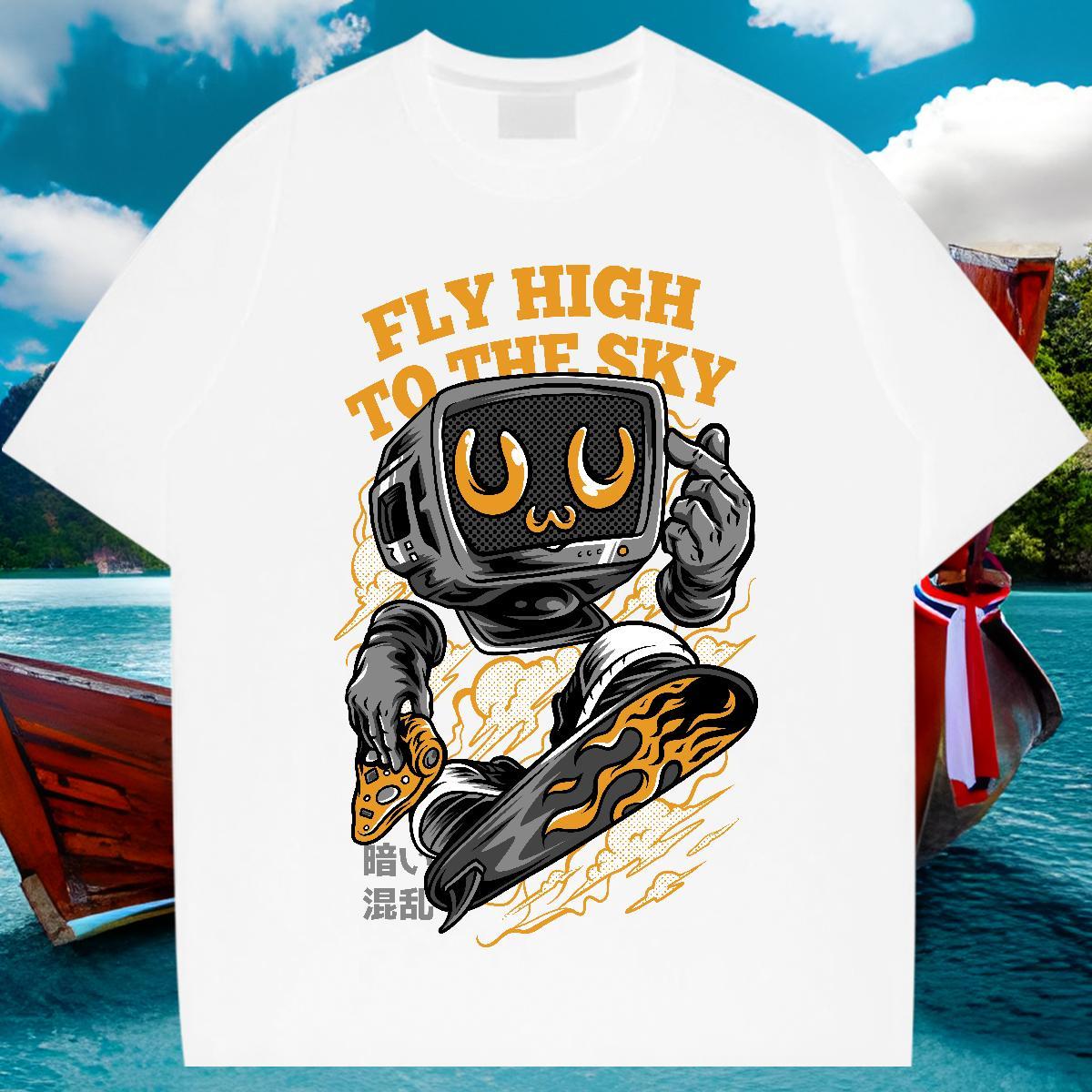 Brand Mens T Shirts ET Tops Tees 230g Cotton Sports Casual Cool Design White Plus Size Pure Cotton Tshirts