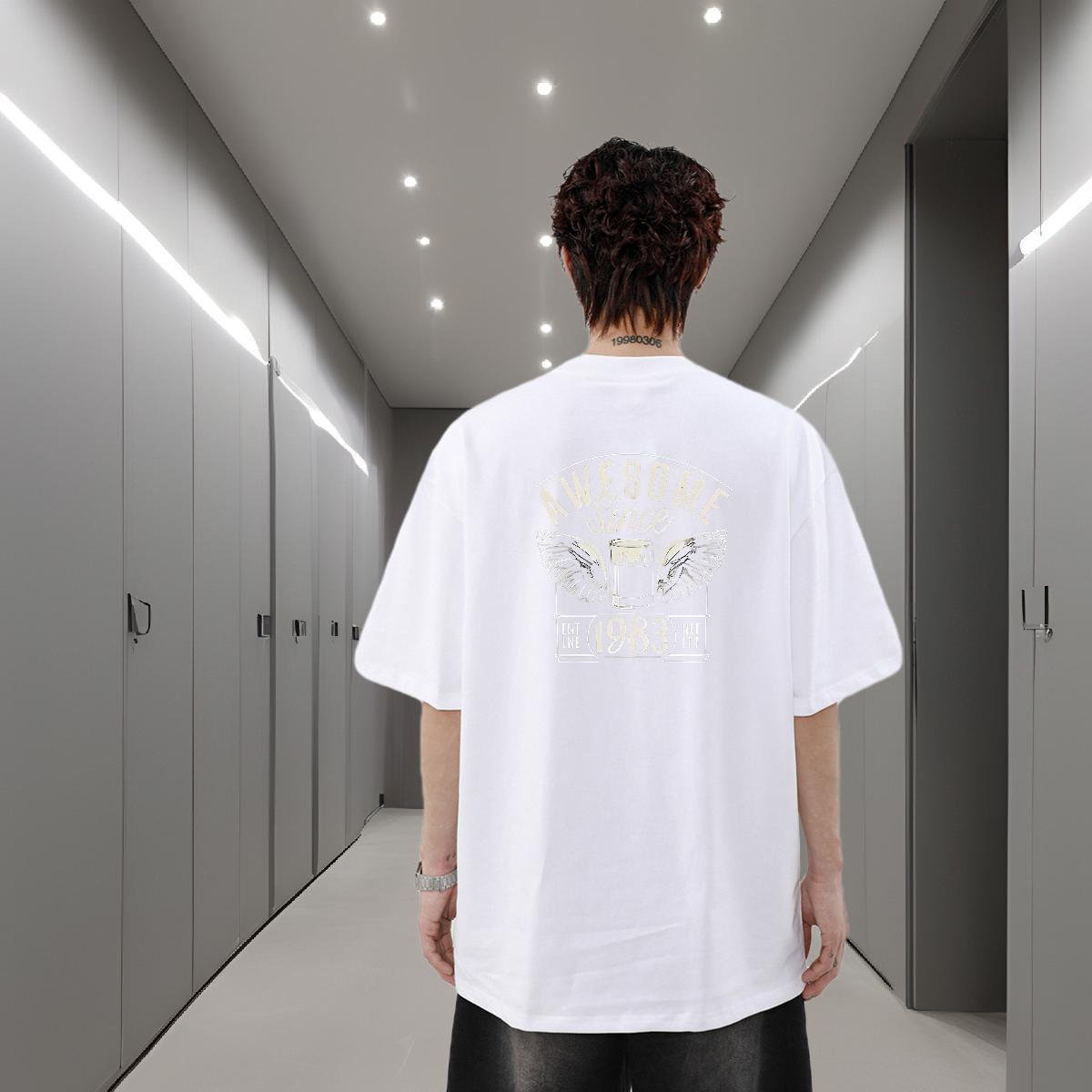 Factory Direct Men T Shirts letter Clothings 100% Cotton 230g Beach Wholesale Skull Breathable Short Sleeve Couples T Shirts