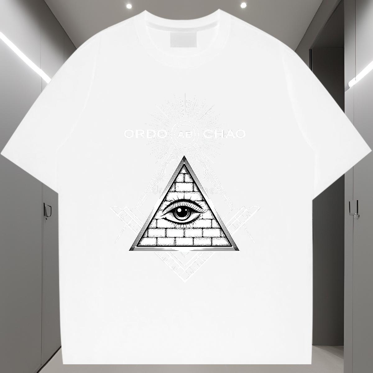 Fashion T-Shirts for Men eye of the devil Tshirts 230g Cotton Daily Outfit Wholesale Black White Crew Neck Men Tees