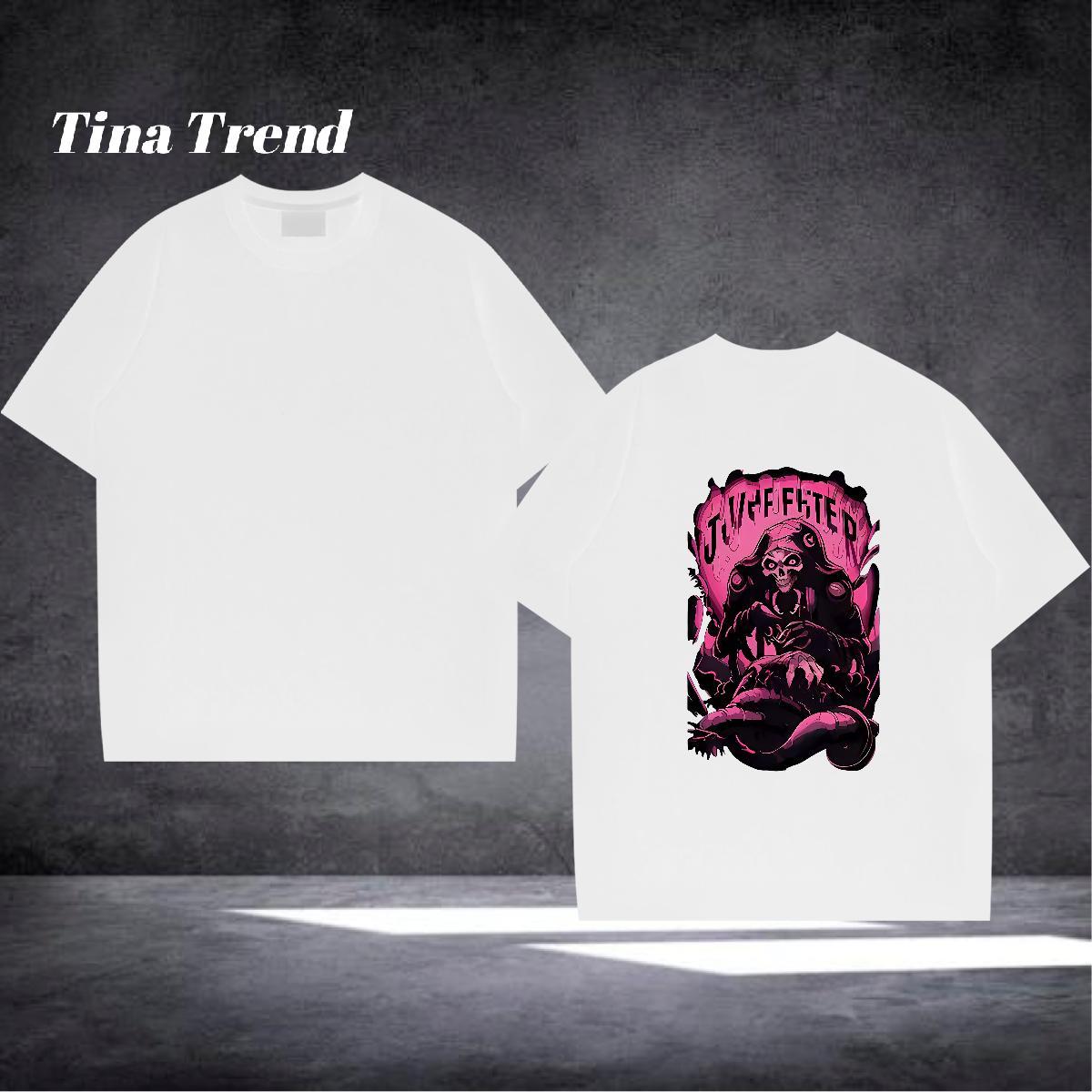 Free Shipping T-Shirts skull Tees 230g 100% Cotton Anime Printing Street Soft Asian Size Round Neck Short Sleeve Men Tops Tees