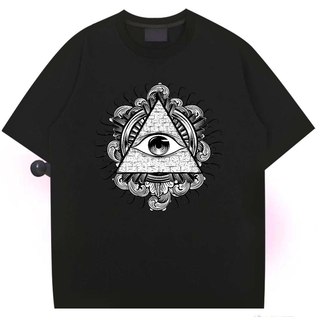 Brand T shirt eye of the devil Clothes 230g 100% Cotton Outdoor Wholesale Oversized 3XL 4XL Breathable Short Sleeve Couples T Shirts