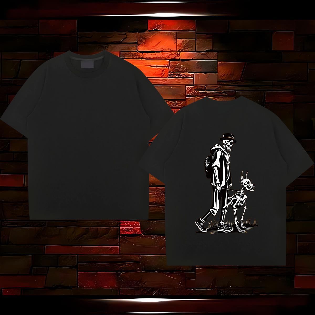 Free Shipping T Shirts Men skull Tees 230g 100% Cotton Casual Beach Cool Design Custom Printed Breathable Men Tshirts