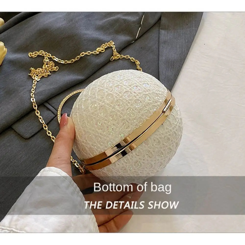 Jinliang Silk Evening Bag Elegant Water Diamond Decorative Chain Round Handbag Wallet Wedding Party 240806Z