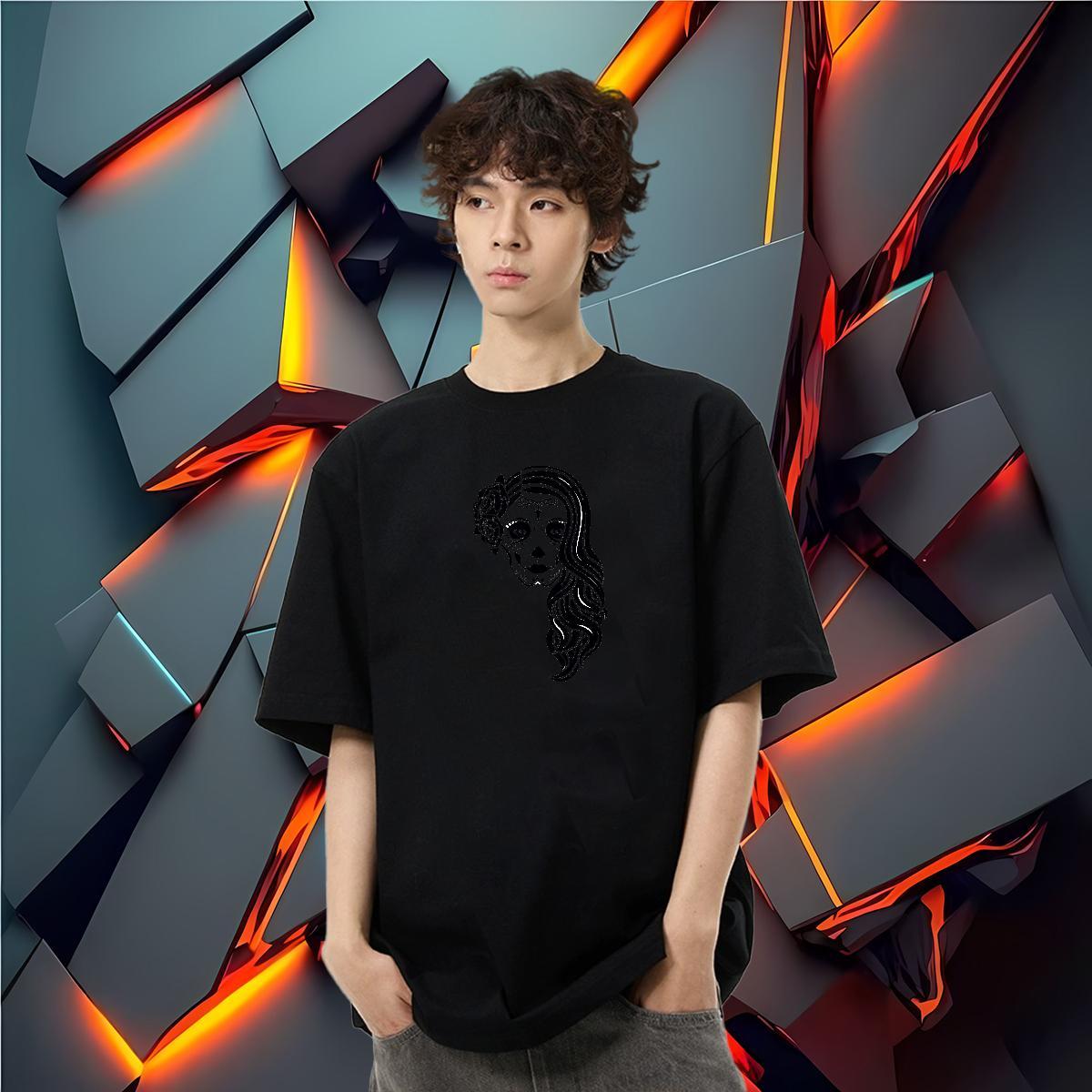 Fashion Casual Man T Shirts skull Wear 230g 100% Cotton Summer Casual Comfortable Custom Cartoon Breathable Short Sleeve Men Tshirts