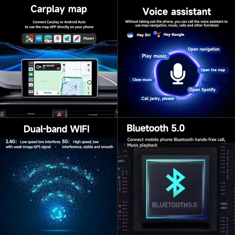 CP2B carplay ai box closed android system RK3326 chipset 2GB + 8GB wireless carplay adapter youtube netflix android app car play box