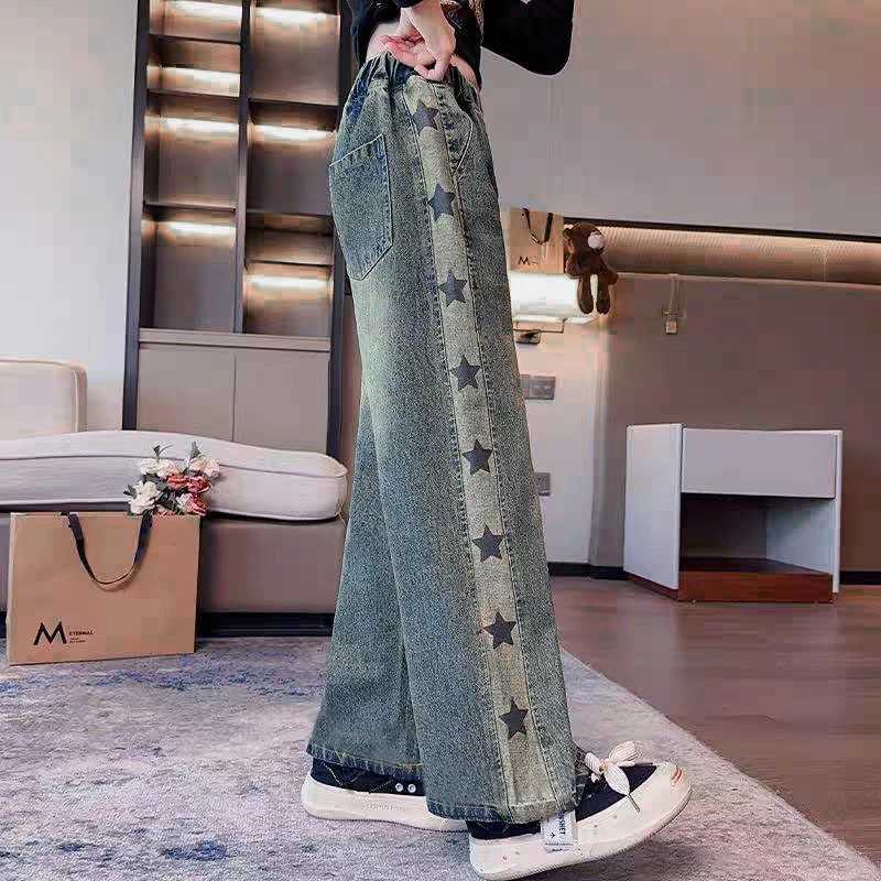 Jeans Straight Loose Wide-leg Jeans High Waist Pants Girls Baggy Jeans Spring and Autumn Korean Fashion Denim Trousers