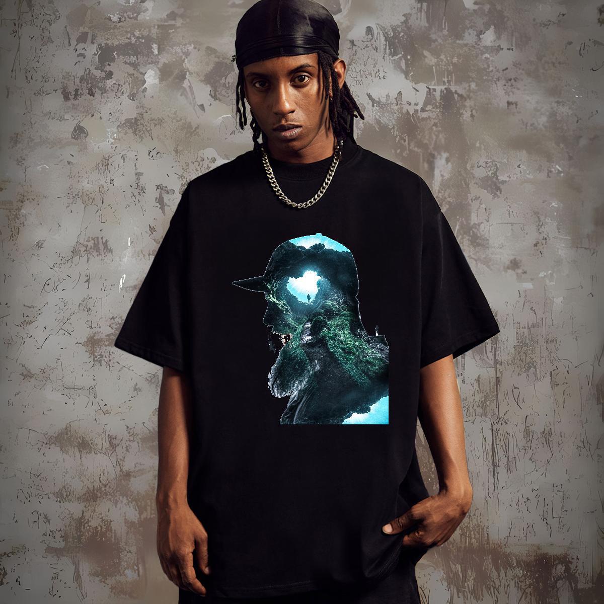Wholesale Mens T Shirts portrait Tops Tees 230g Cotton Street Casual Loose Oversized Short Sleeve O-Neck Couples T Shirts