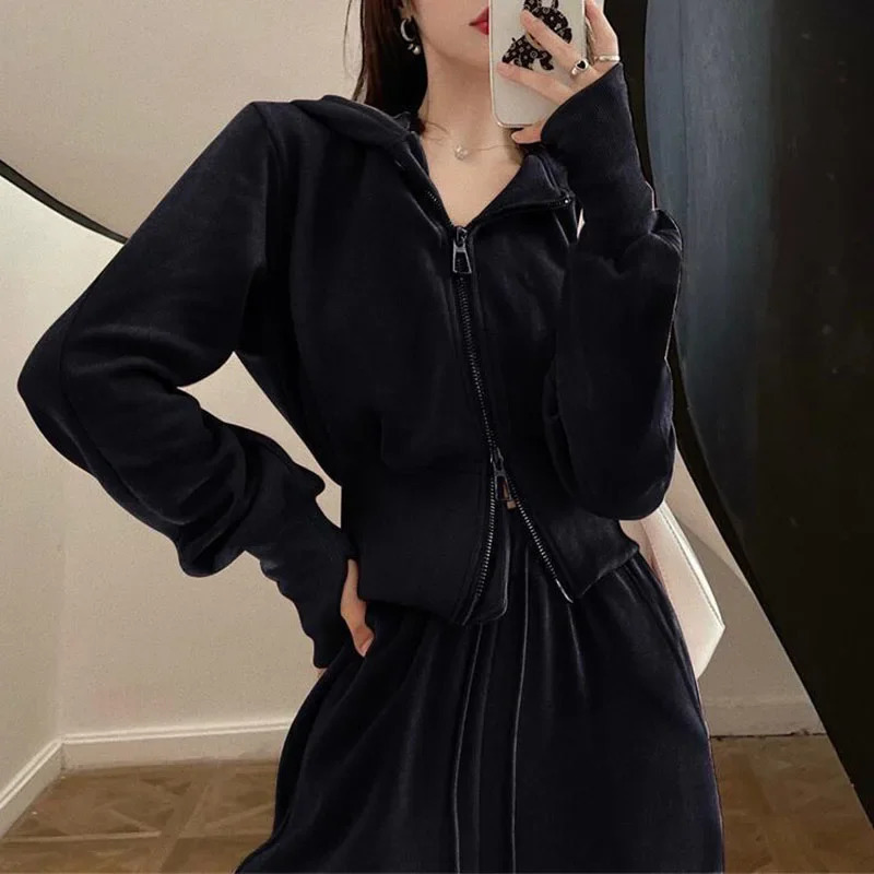 Women Fashion Clothing Sets Casual Tracksuit HoodiesPants 2Pcs Suit Solid Color Spring Autumn Female Loose Sports Outfits 240807