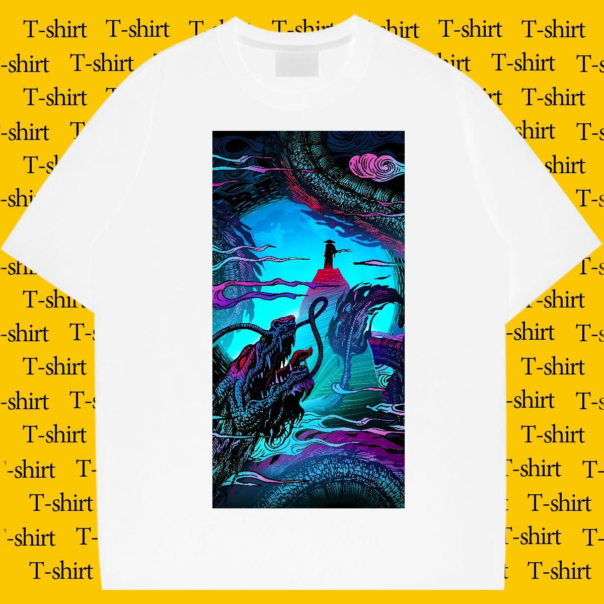 2024 DIY T shirt dragon Tee Shirt 230g Cotton Home Outdoor Cool Asian Size Breathable Short Sleeve Men Tees