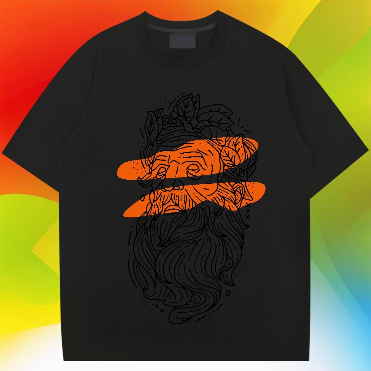 Classic Casual T shirt portrait Clothings 230g Pure Cotton Street wear Hip Hop Brand Graphic Crew Neck Breathable Mens Tshirts