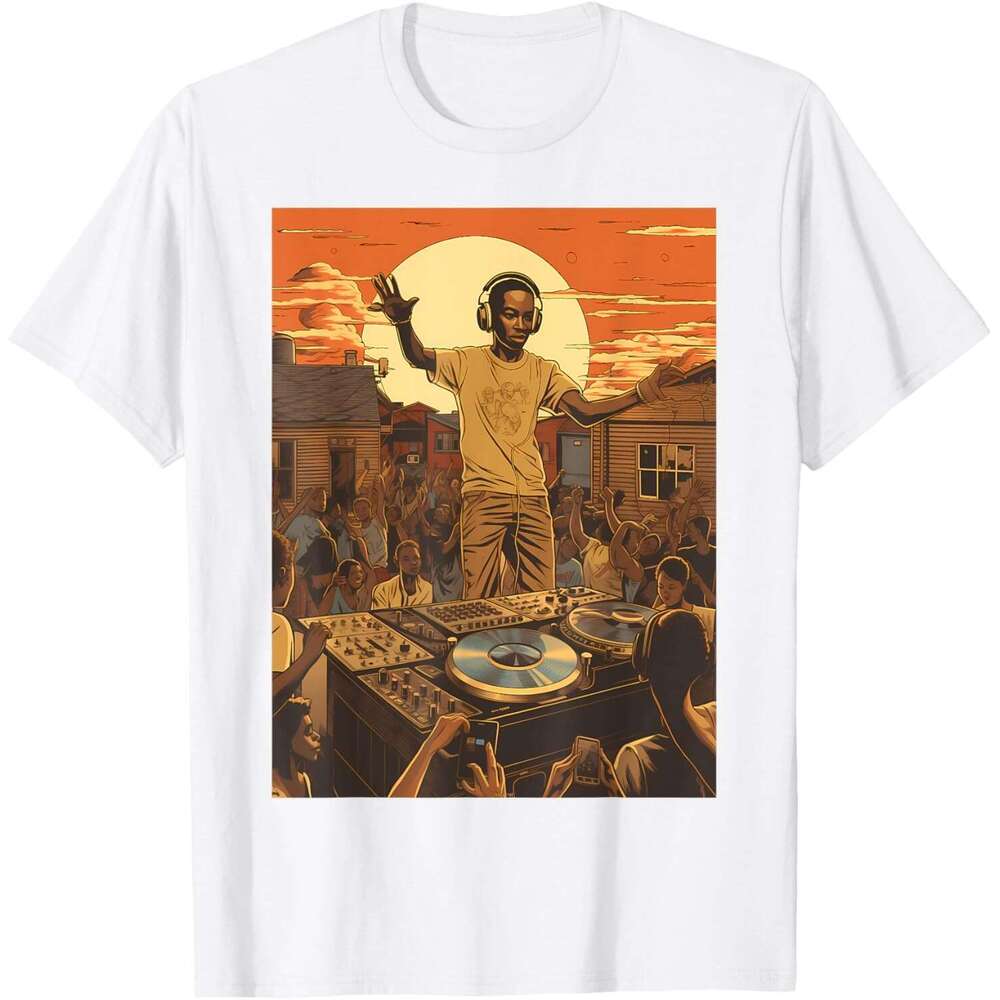 Mens T shirt Retro Vintage DJ HipHop Music Block Bronx Party Vinyl T-Shirt shirts tshirt graphic tee Casual tops summer clothes Short sleeve Free ship