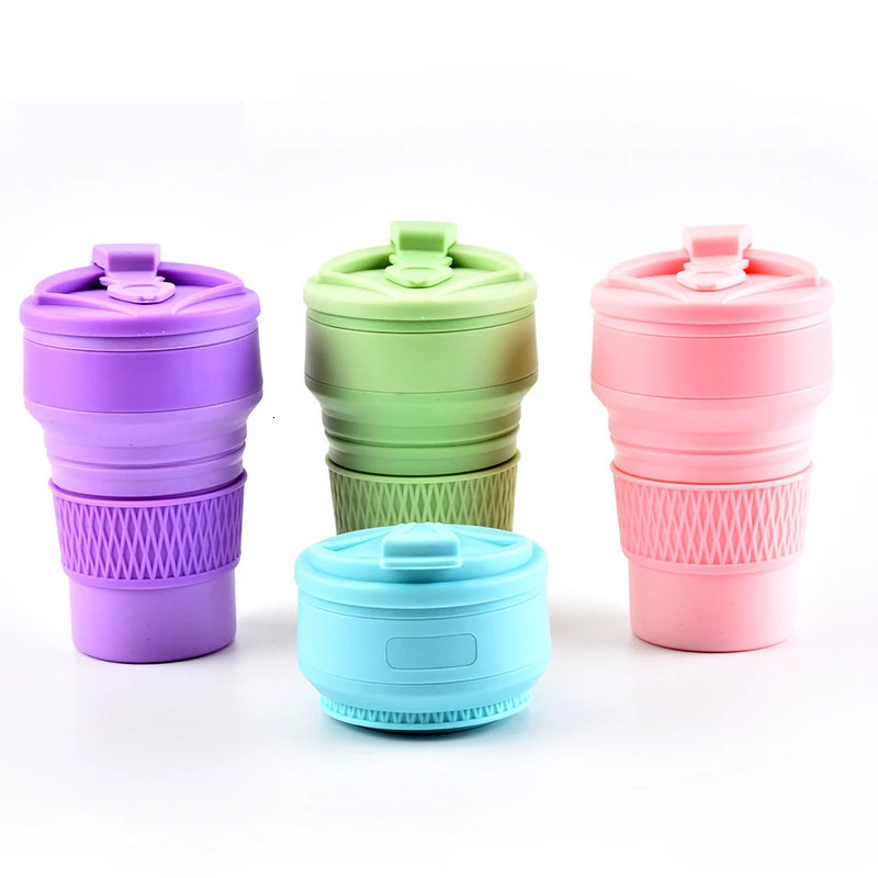 350ML silicone folding coffee portable outdoor travel beverage foldable water cup Z260202