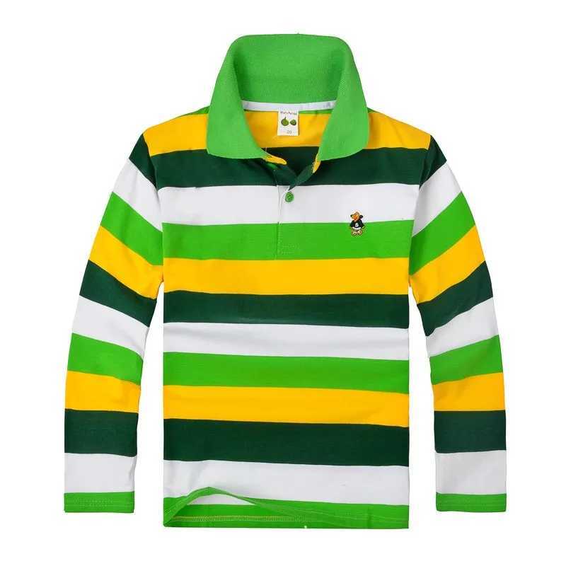 Autumn polo shirt 3-14Y childrens T-shirt baby boy striped top spring childrens long sleeved cotton comfortable boy T-shirt W241223