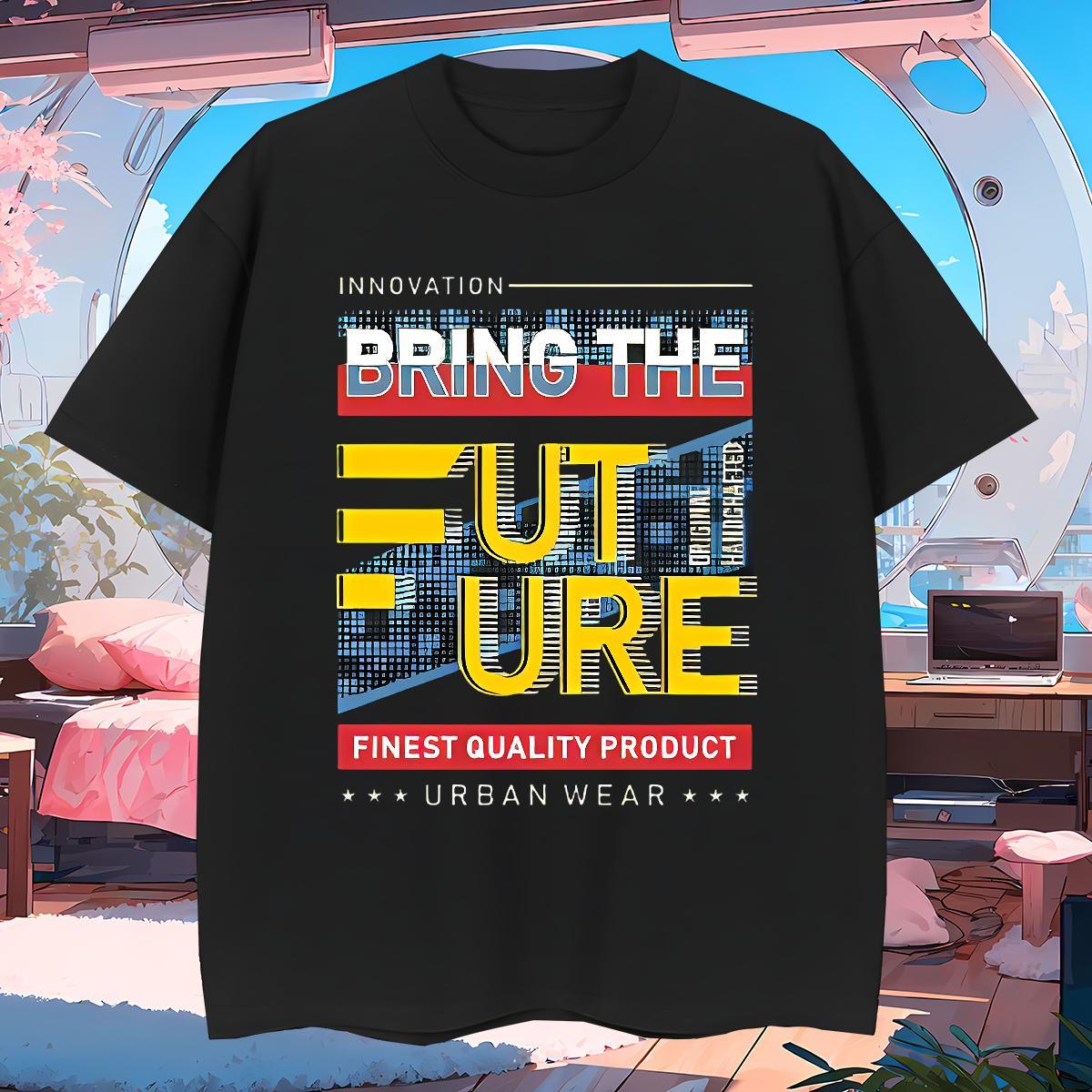 Casual New T shirt letter Top Tees 230g Cotton Sport Cool Design Anime Print Crew Neck Tshirt for Man Woman
