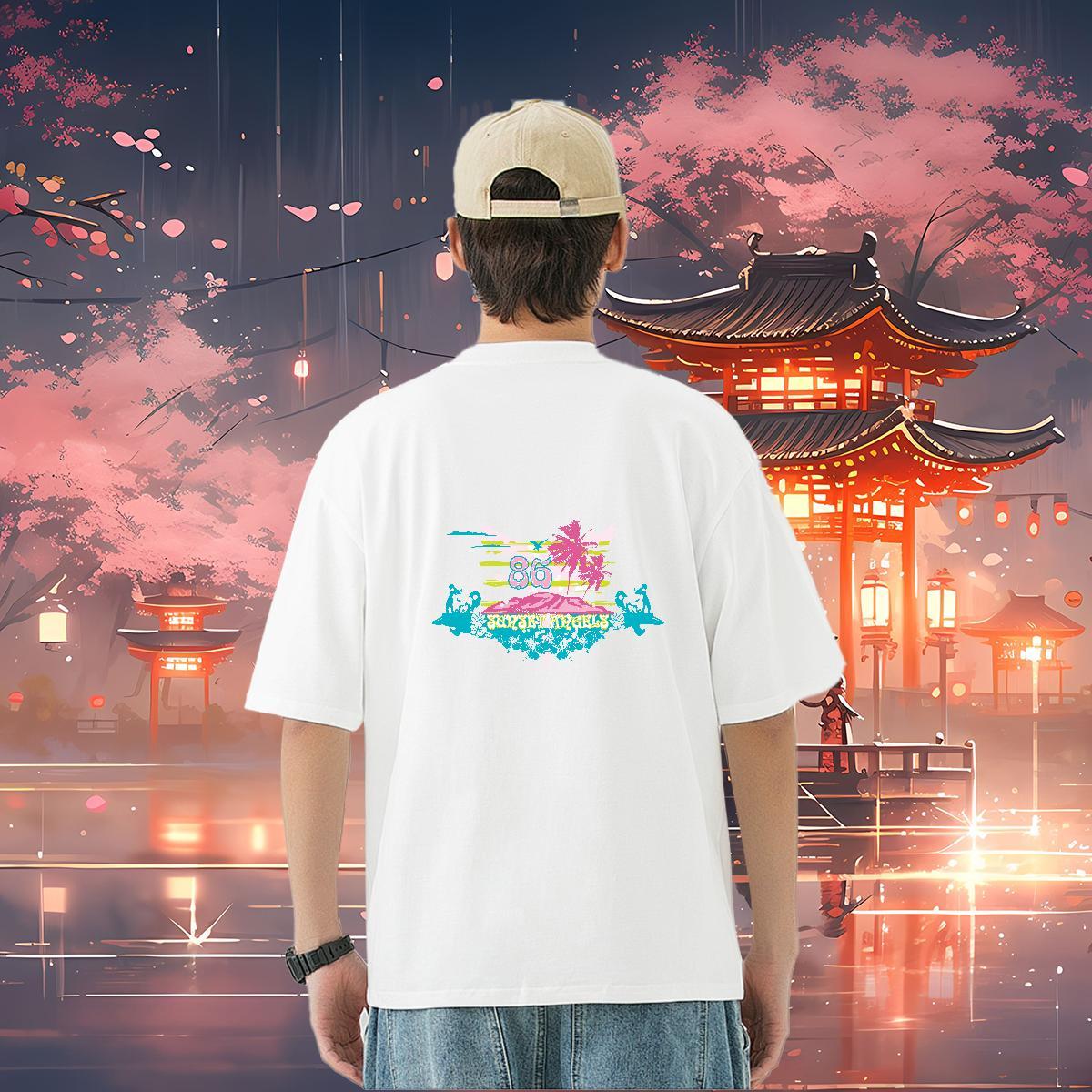 2024 Designer T shirt beach Top Tees 230g Cotton Street Wear Loose Fit Asian Size Breathable Tshirts
