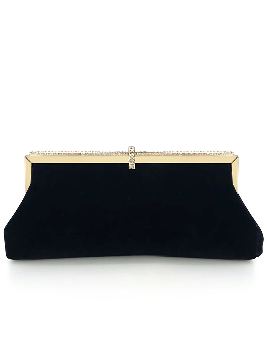 Black Velvet Dinner Clutch Wedding Handbag Annual Meeting Small Bag with Formal Wallet Single Shoulder Fashion Evening 240806Z