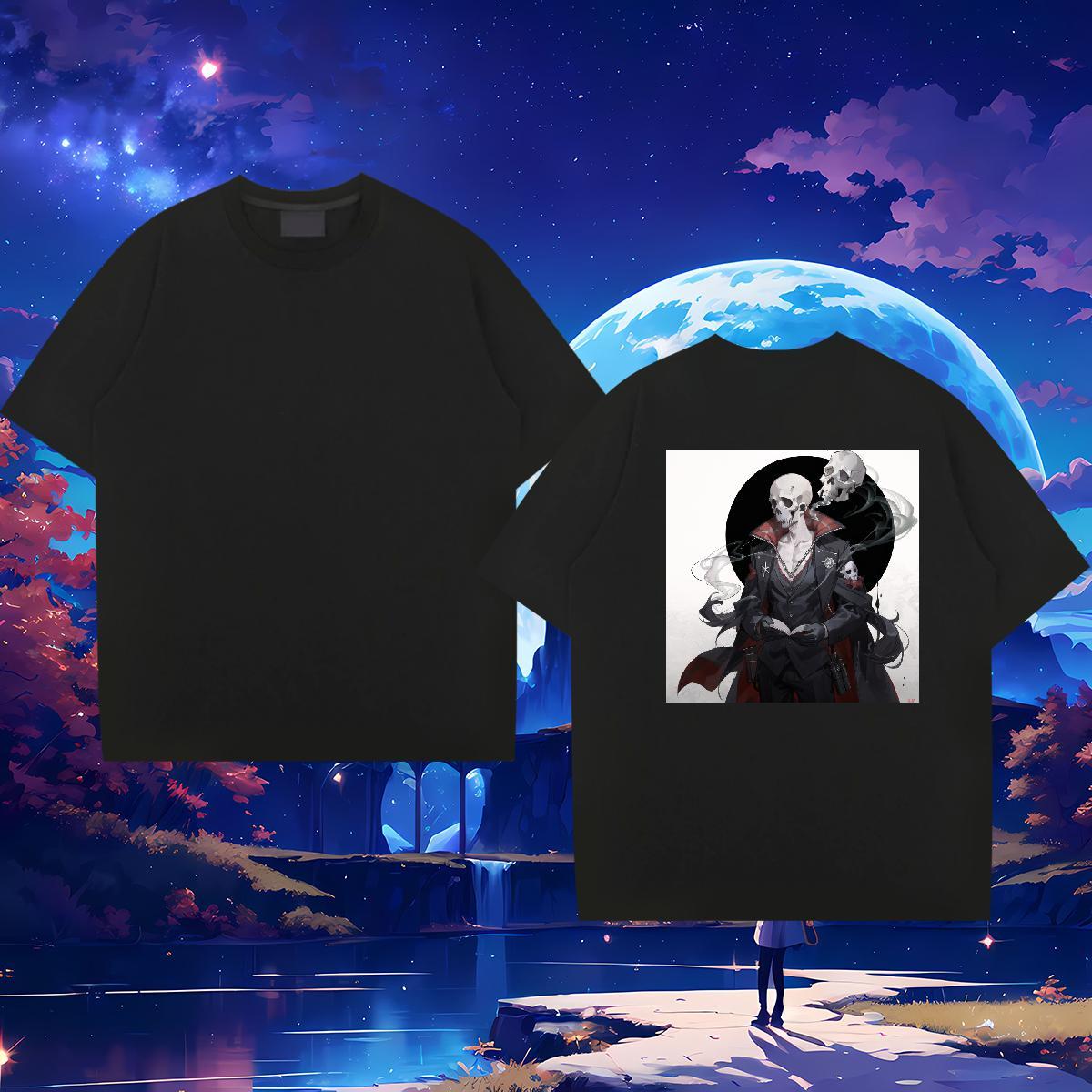 Fashion Design Men T Shirts skull Polos 230g Pure Cotton Sport Soft Custom Printing Short Sleeve Soft Couples T Shirts