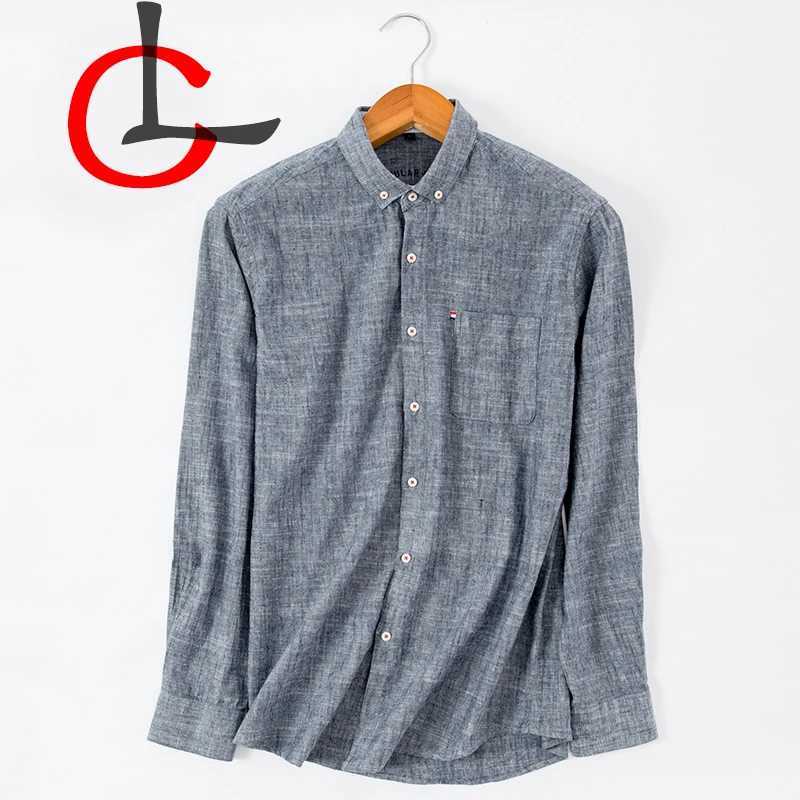 Mens Classic Cotton Linen Long Sleeve Shirts Japanese Style Comfortable Breathable Casual Fashion Slim Button Down Washed ShirtsM240807