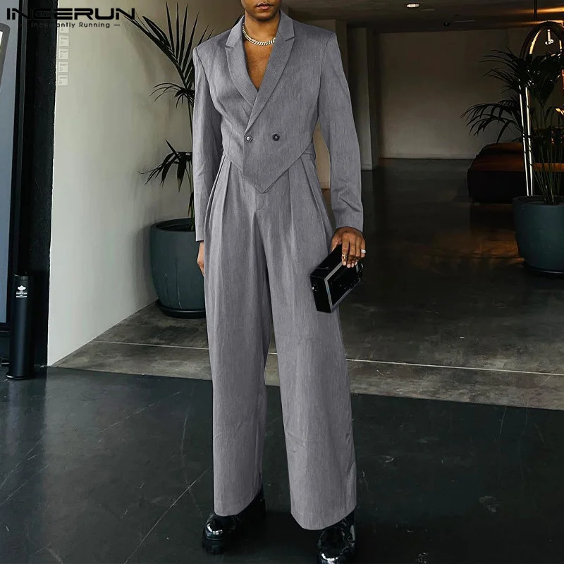 Handsome Well Fitting Sets INCEUN Mens Long Sleeved Suit Jackets Long Pants Fashion Male Two Color Two-piece Sets S-5XL 2024 240813
